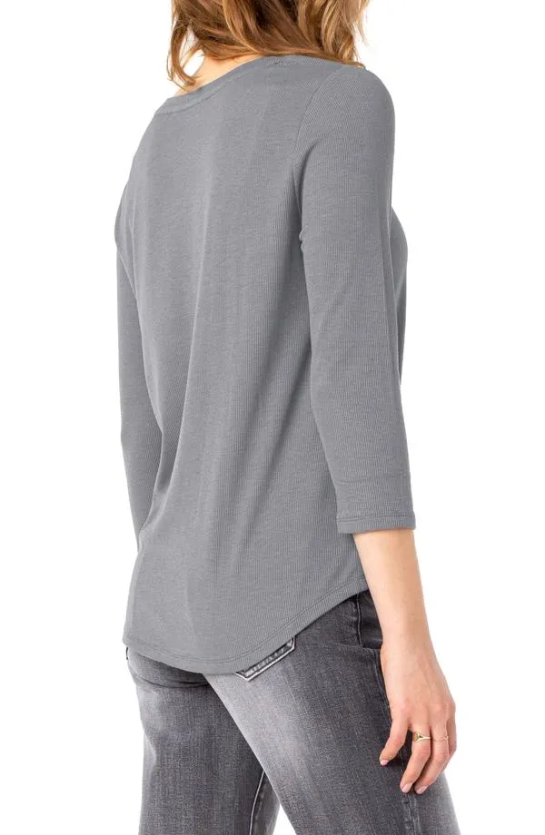 3/4 Sleeve Top - Heather Grey
