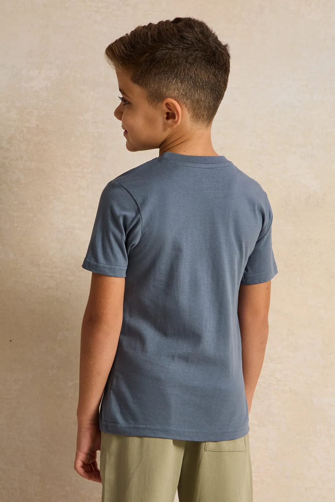 Boys Blue Racing Printed T-Shirt