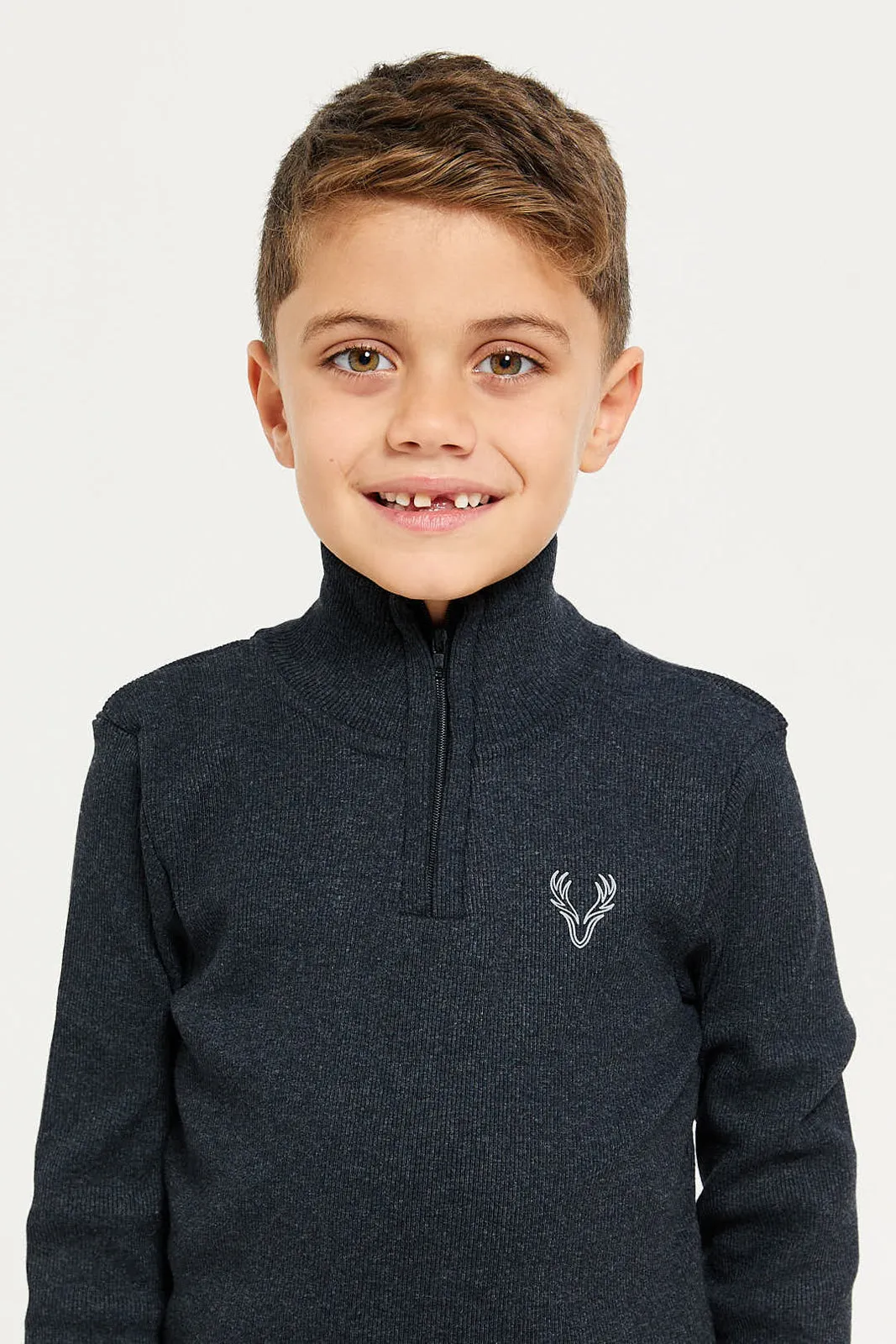 Boys Charcoal Ribbed T-Shirt
