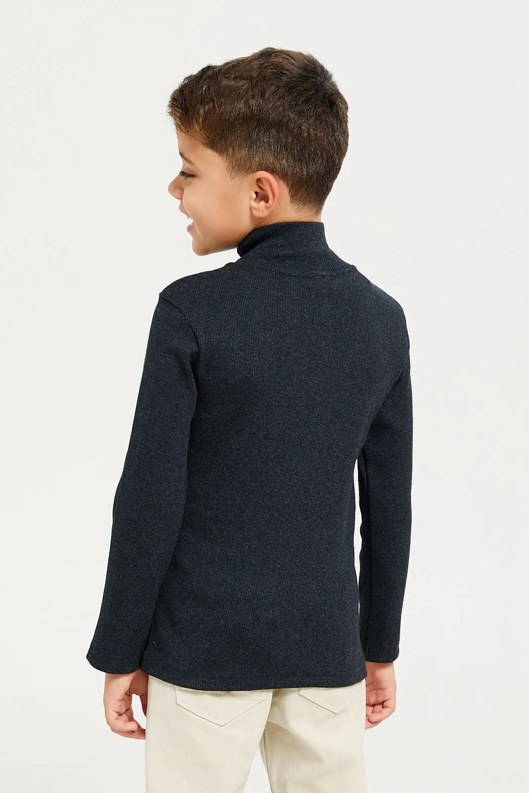 Boys Charcoal Ribbed T-Shirt