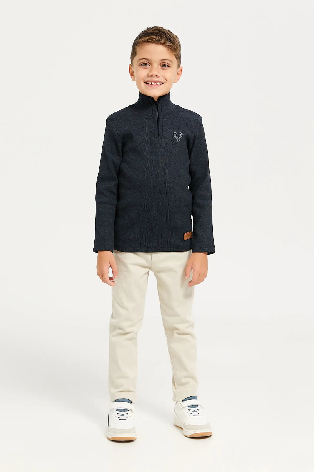 Boys Charcoal Ribbed T-Shirt