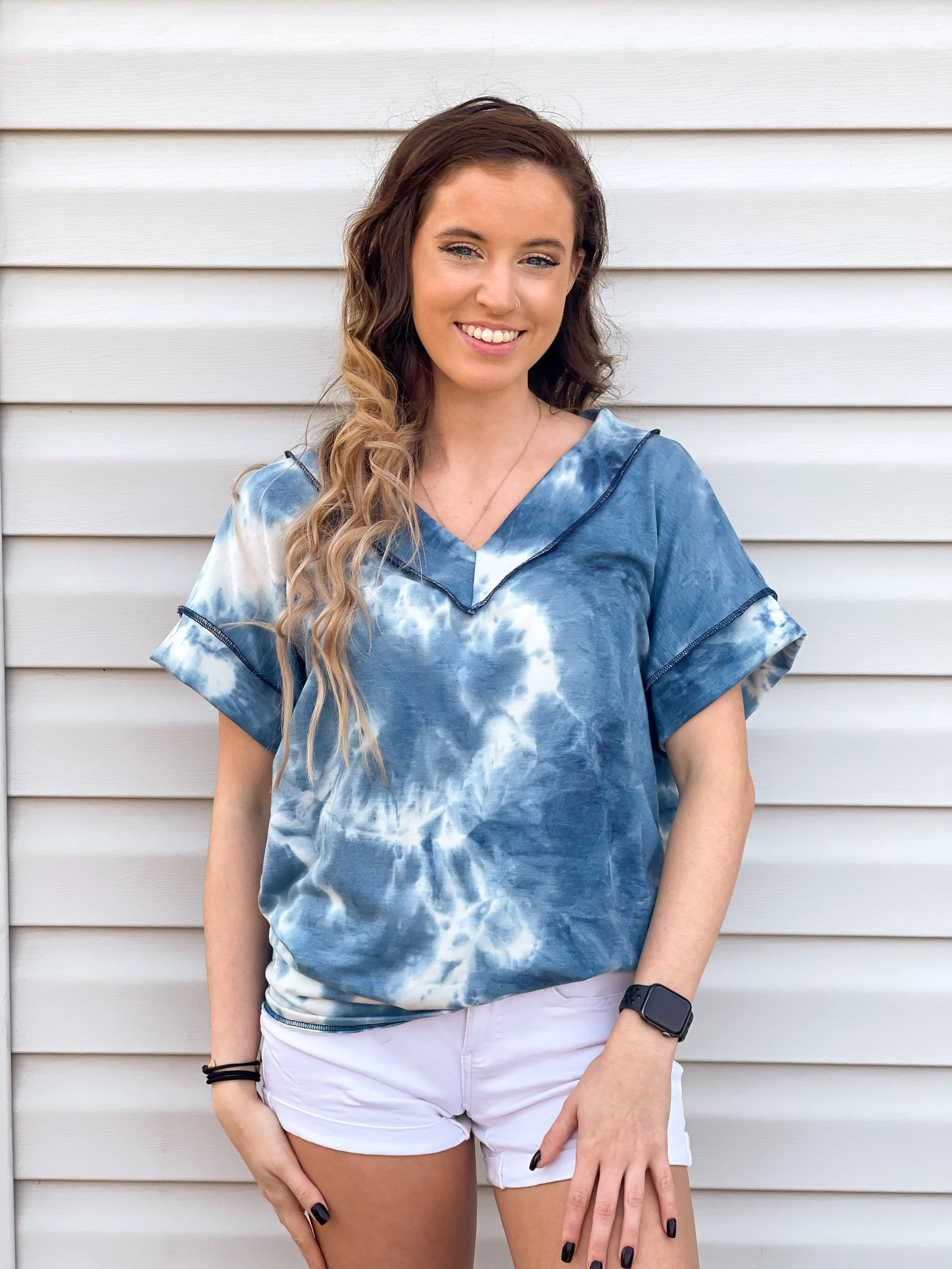 By The Sea Tie Dye V-Neck Tee