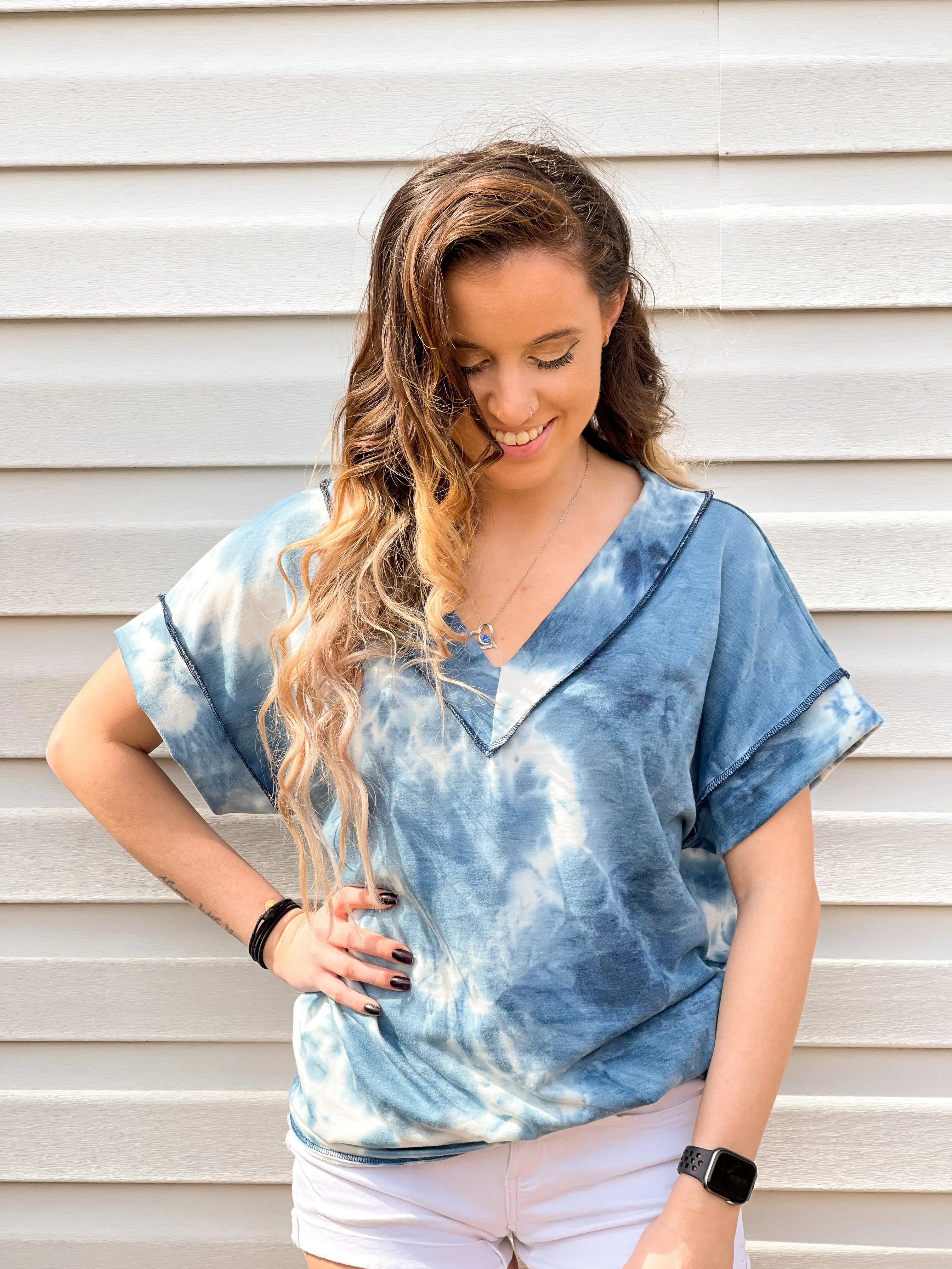 By The Sea Tie Dye V-Neck Tee