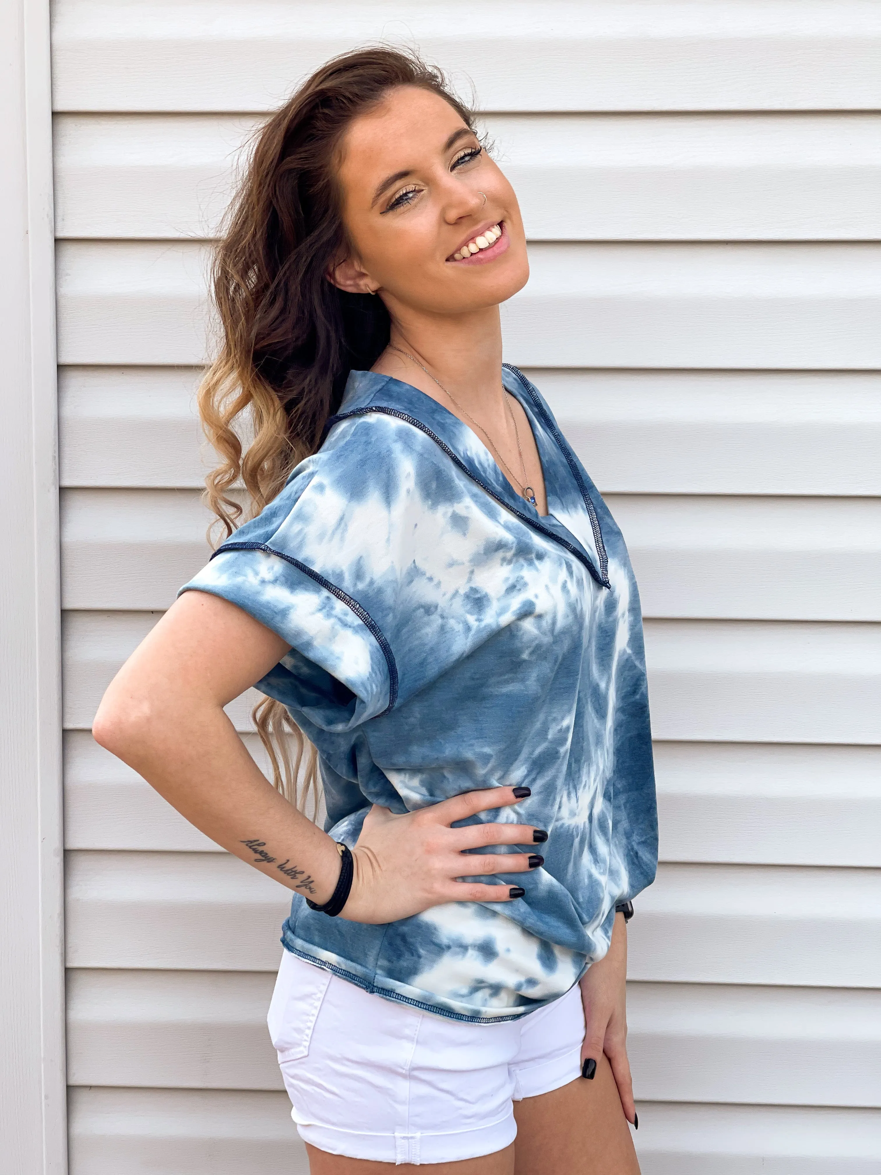 By The Sea Tie Dye V-Neck Tee