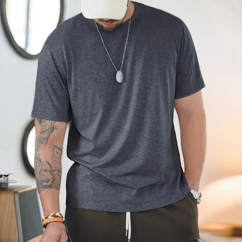 Casual Breathable Blended Short Sleeve T-shirt for Men - Comfort Crewneck Undershirts