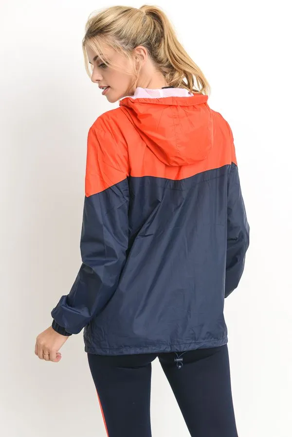 Contrast Detail Casual Hoodie Jacket