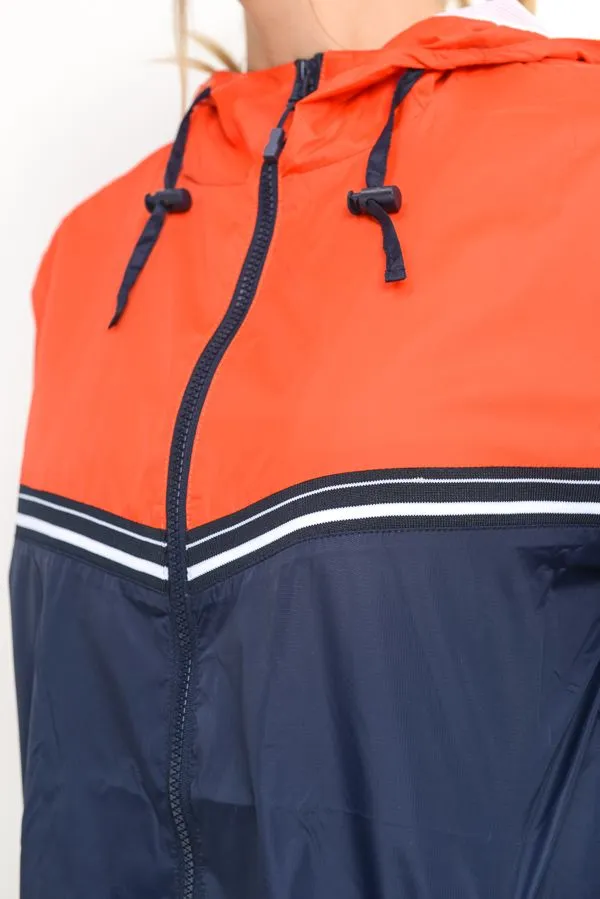 Contrast Detail Casual Hoodie Jacket