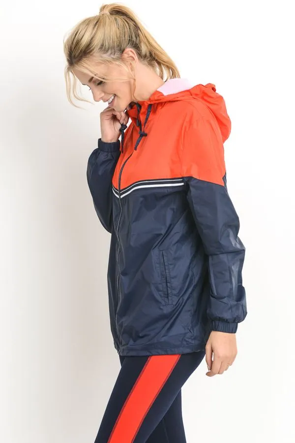 Contrast Detail Casual Hoodie Jacket