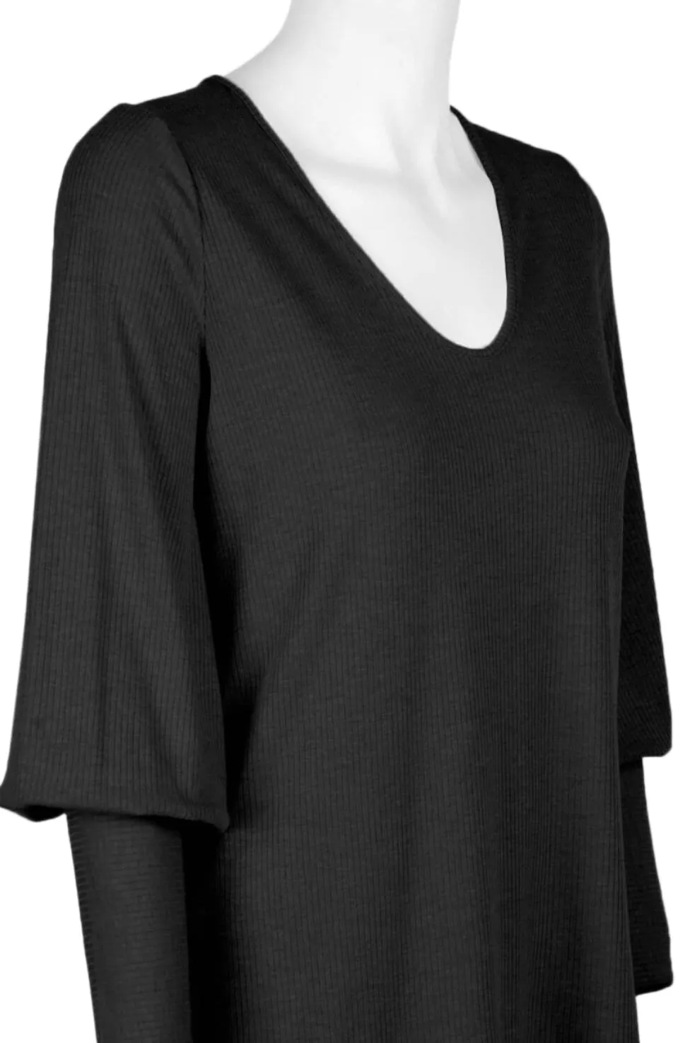 Ellen Tracy Scoop Neck Blouson Long Sleeve Solid Knit Jersey Top