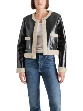 Fienne Shearling Trim Faux Leather Jacket