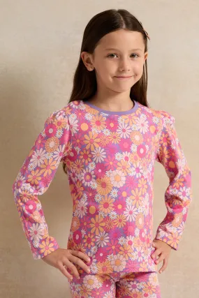 Girls Pink Floral T-Shirt