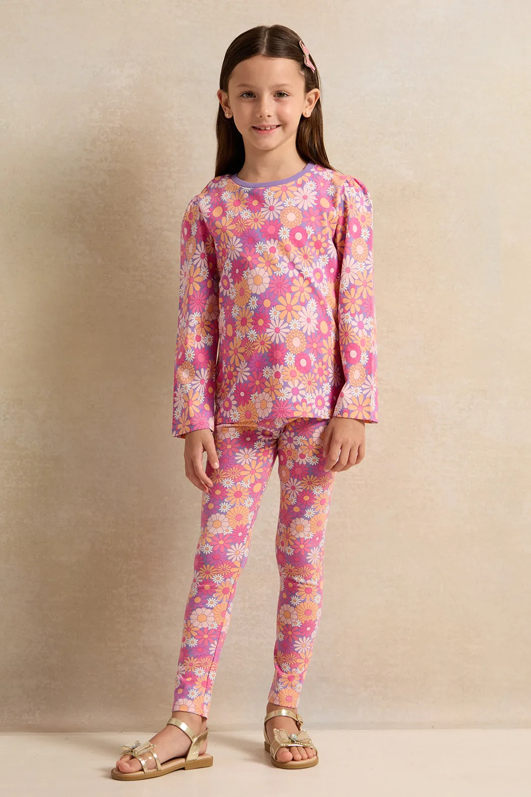 Girls Pink Floral T-Shirt