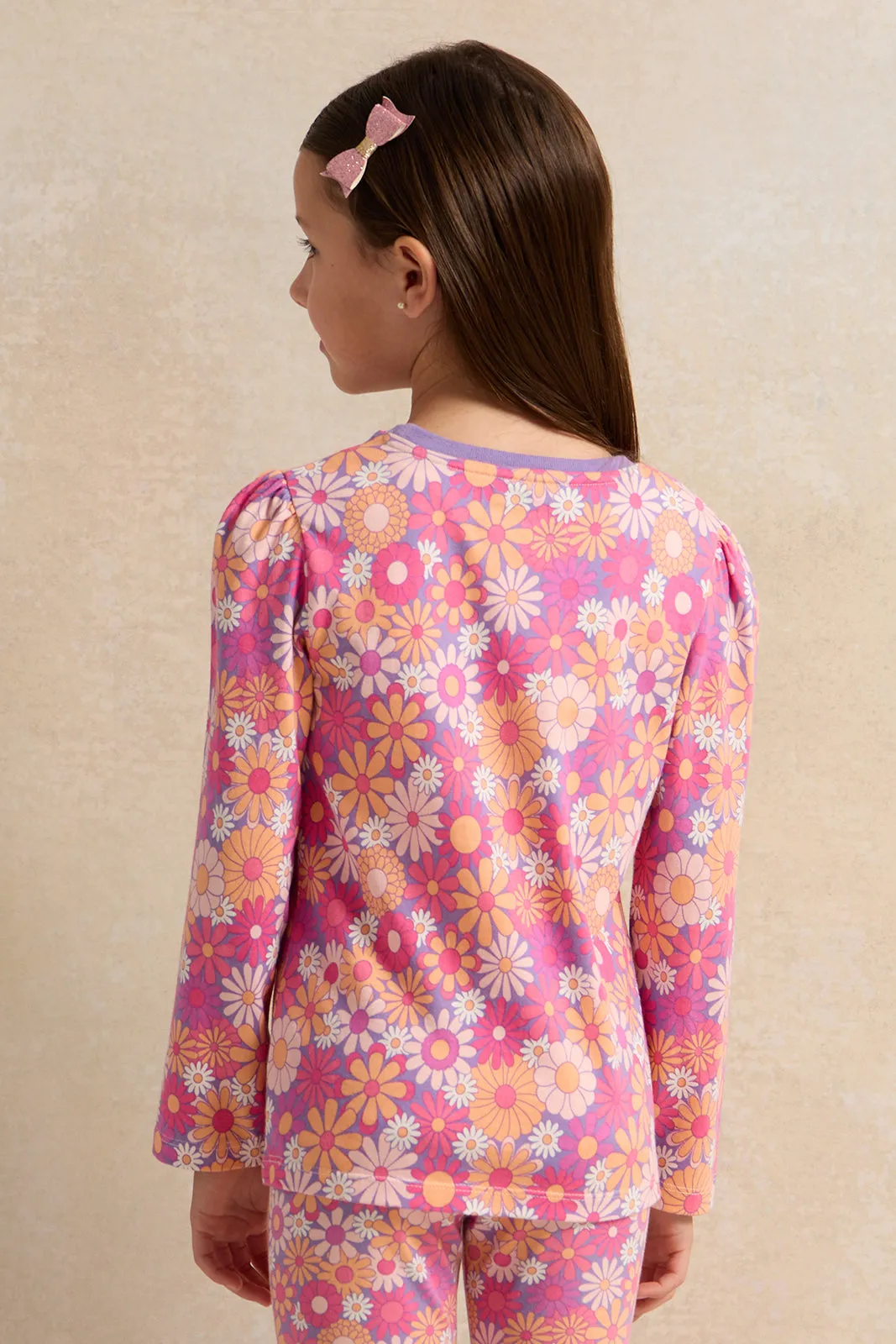 Girls Pink Floral T-Shirt
