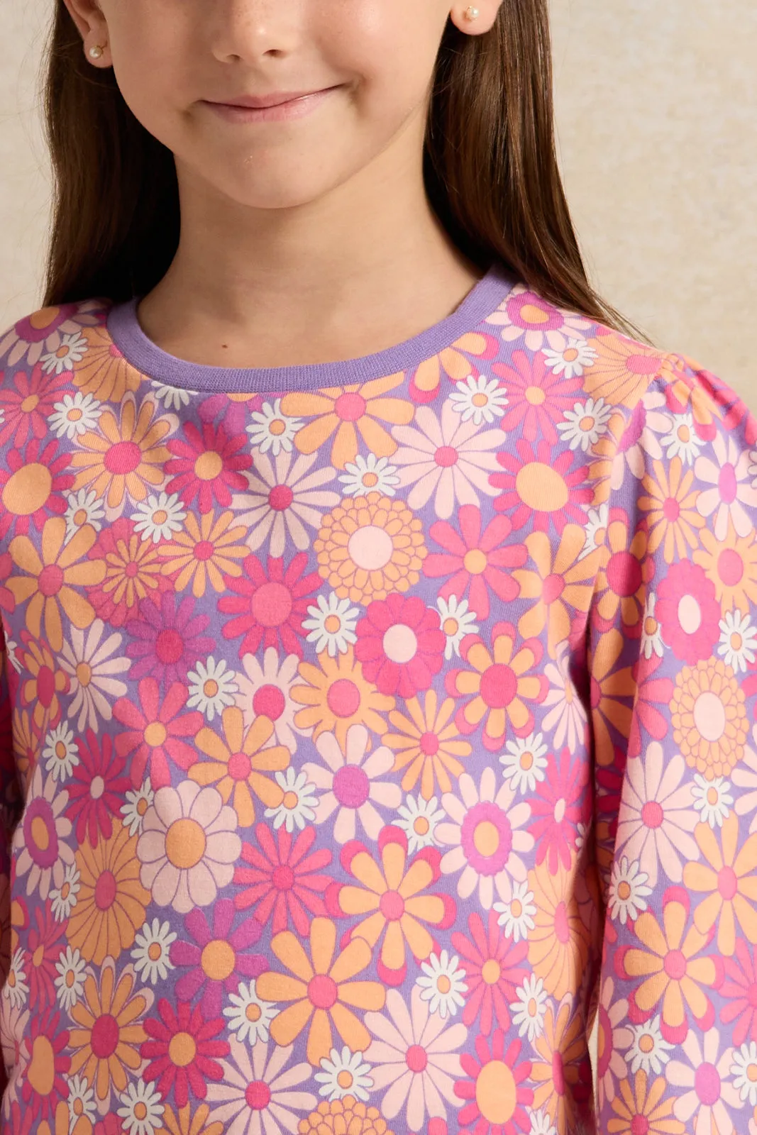 Girls Pink Floral T-Shirt