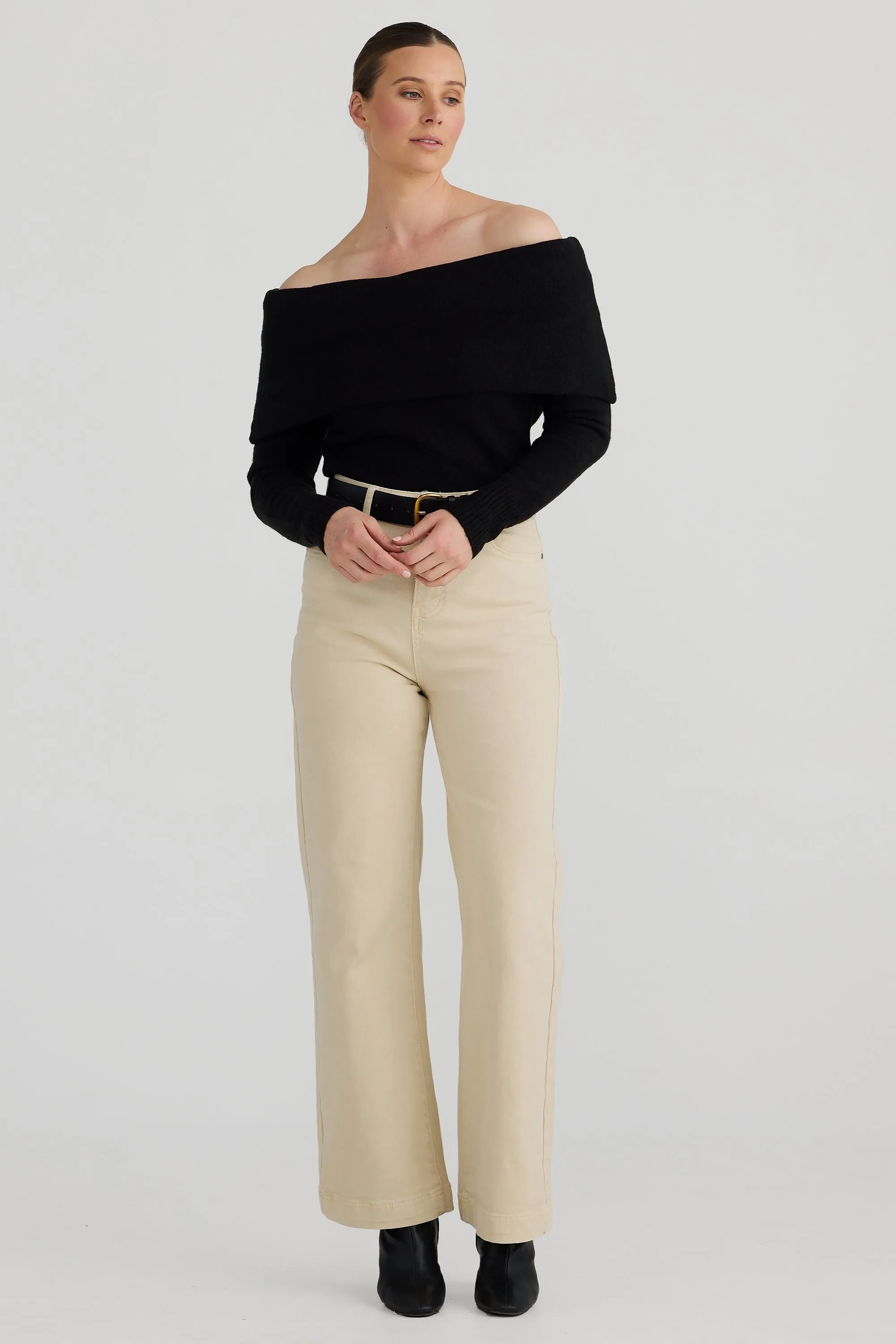 Off The Shoulder Knit Top - Black