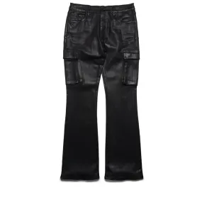 Purple Brand Low Rise Flared Leg Coated Cargo Flare Jean - Black
