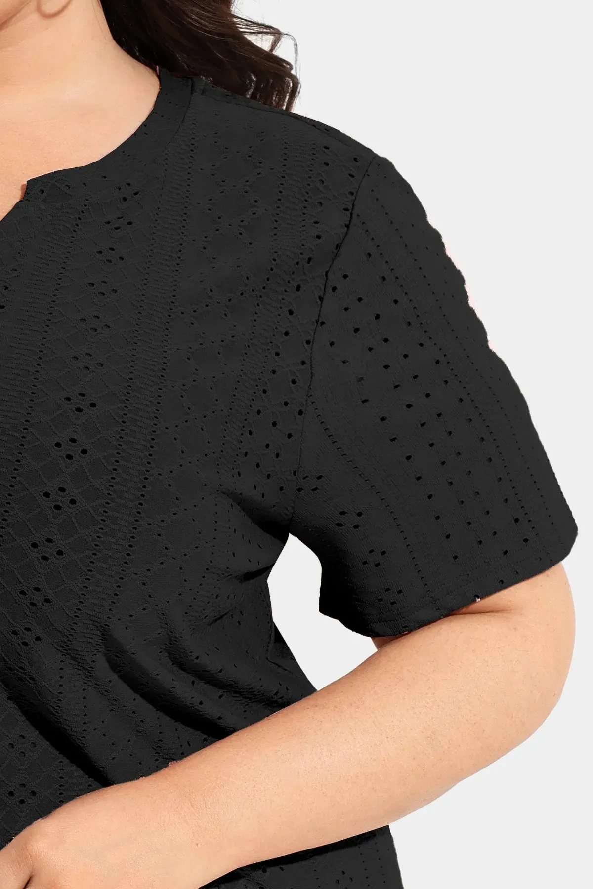 Ritera Pinhole Button Up Notched V Neck T-Shirt