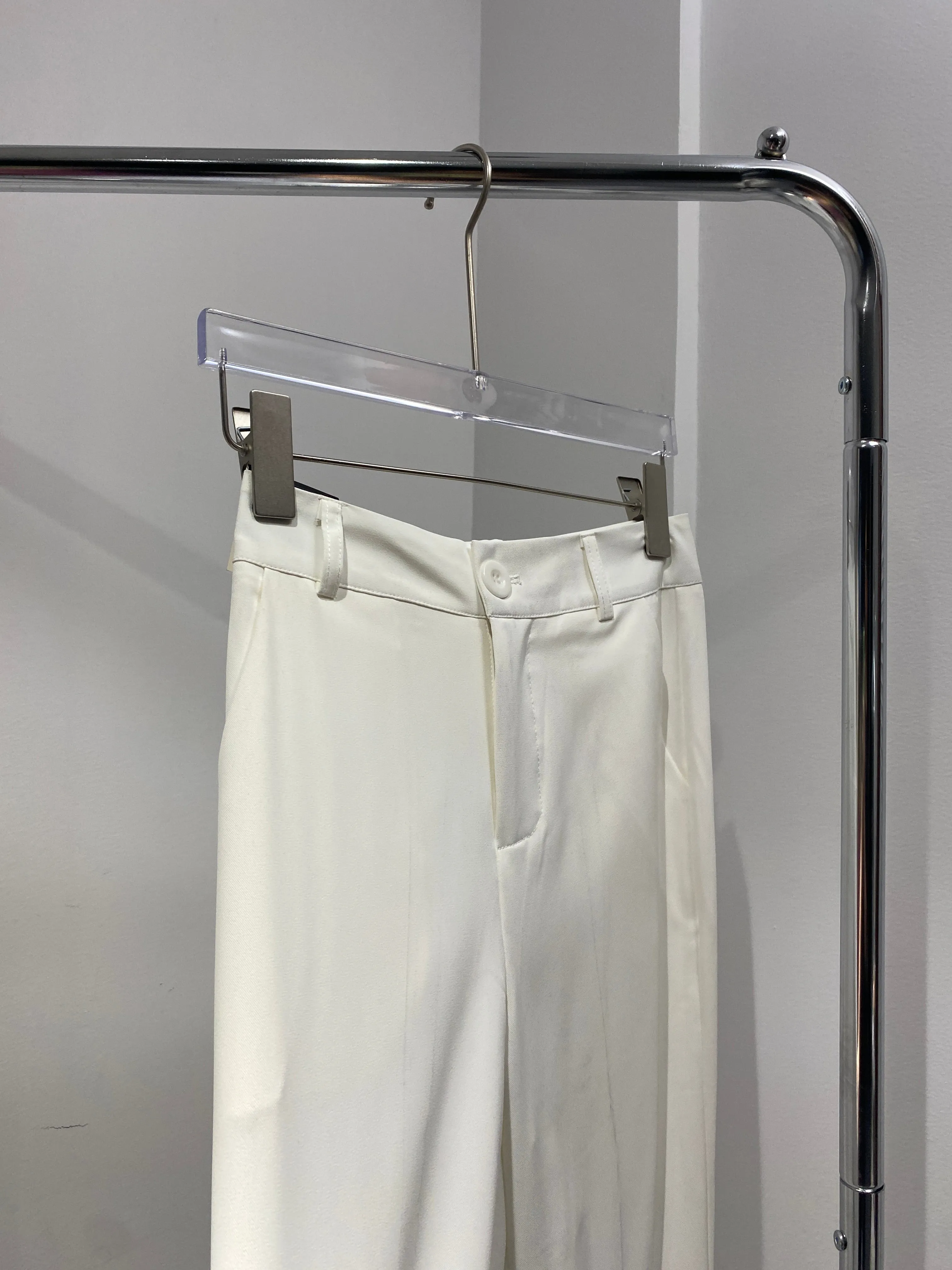 Split Hem Flared Trousers - White