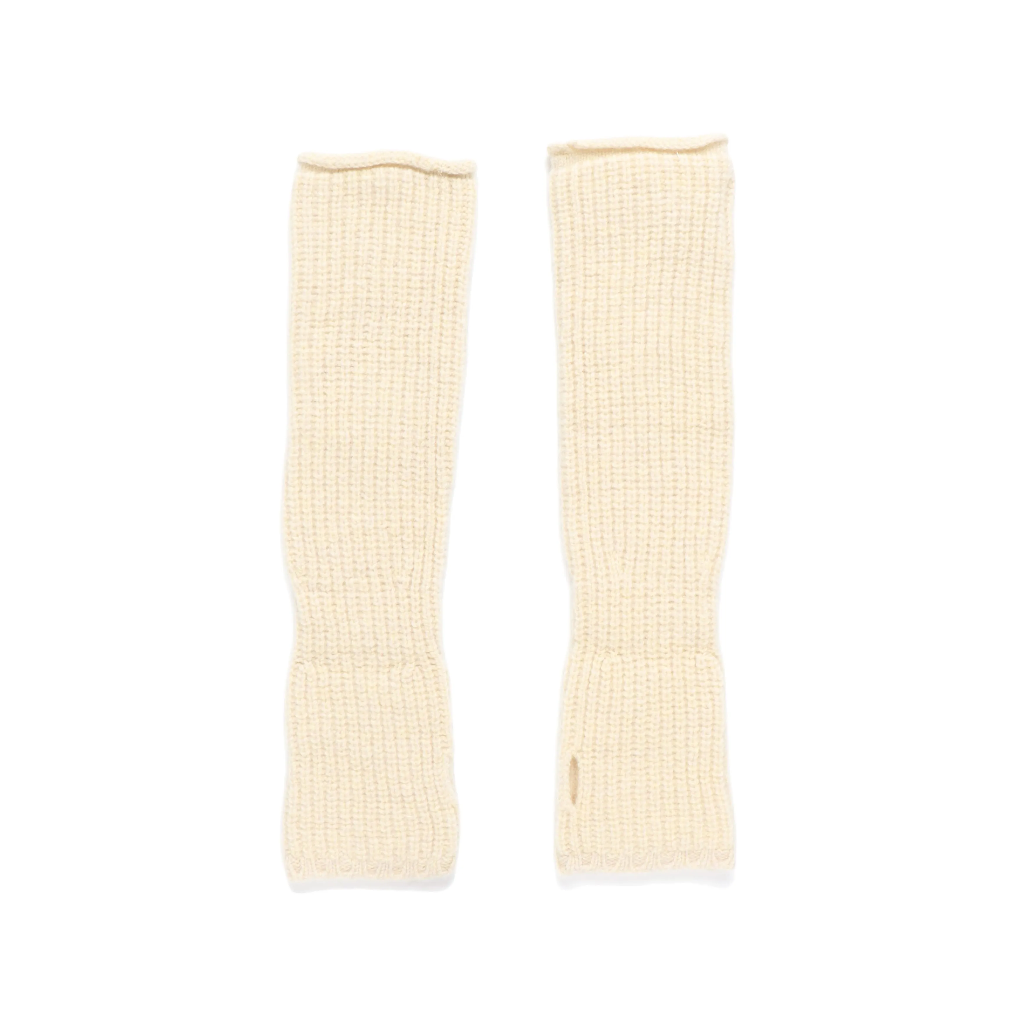superfine lambs wool ribbed-knit fingerless gloves