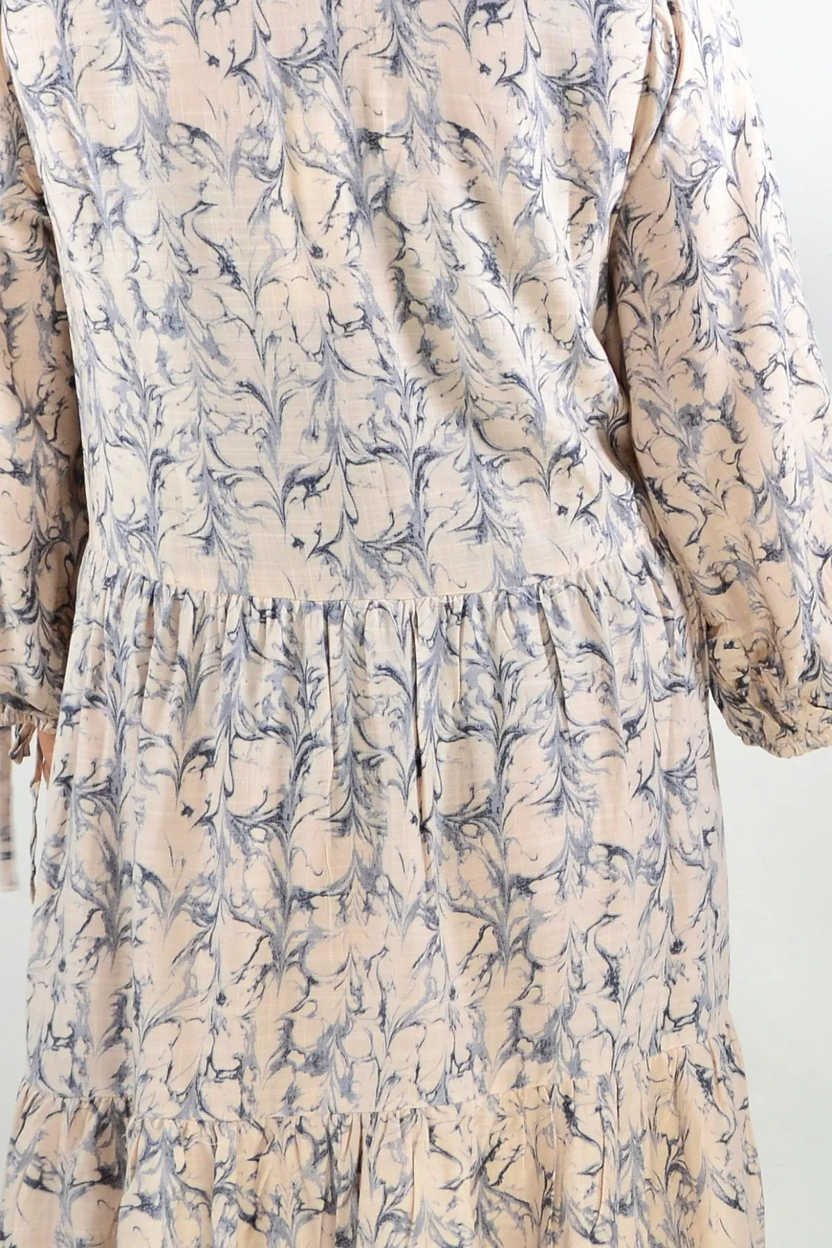 Tie Neck Beige Dress