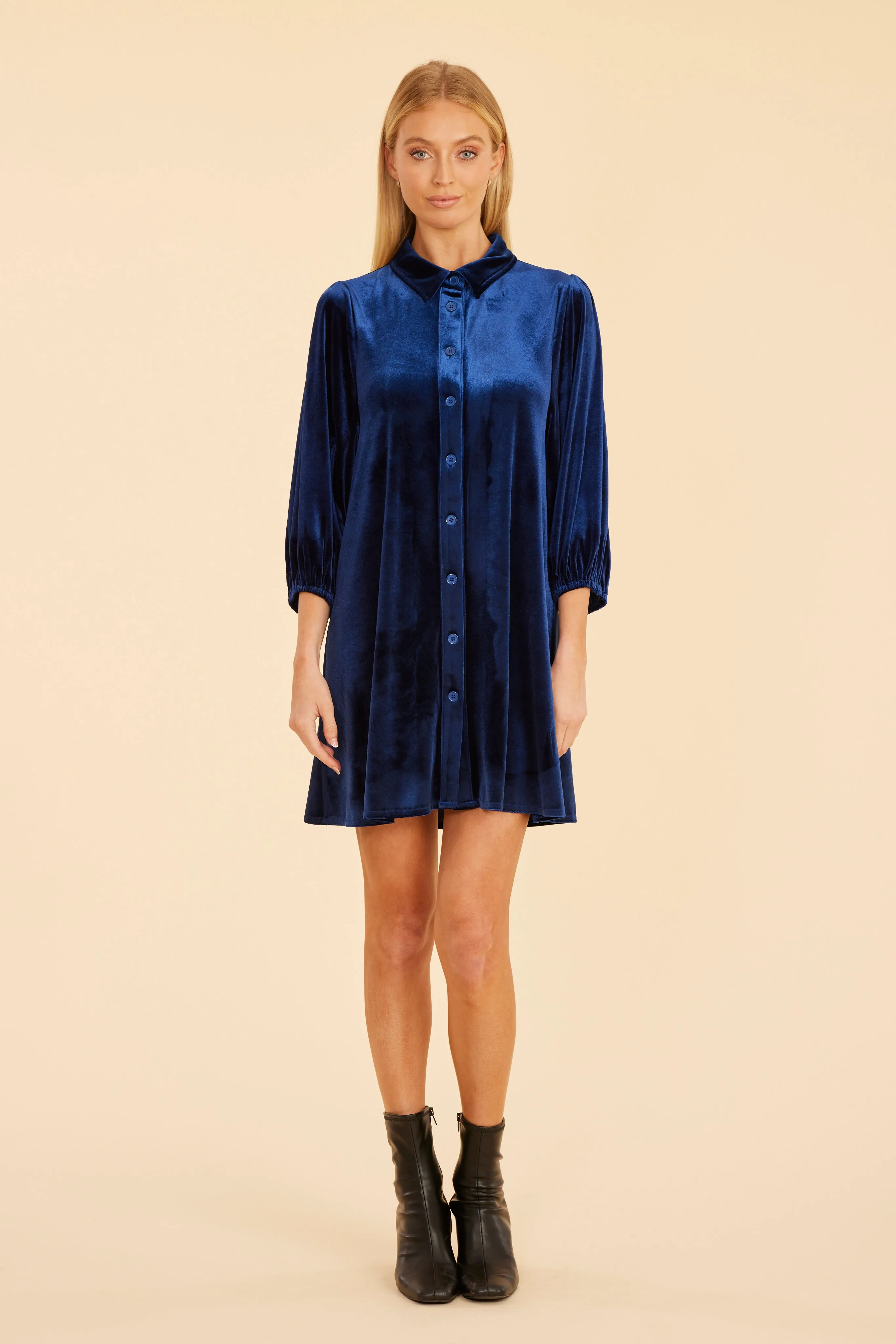 Velvet Puff Sleeve Dress