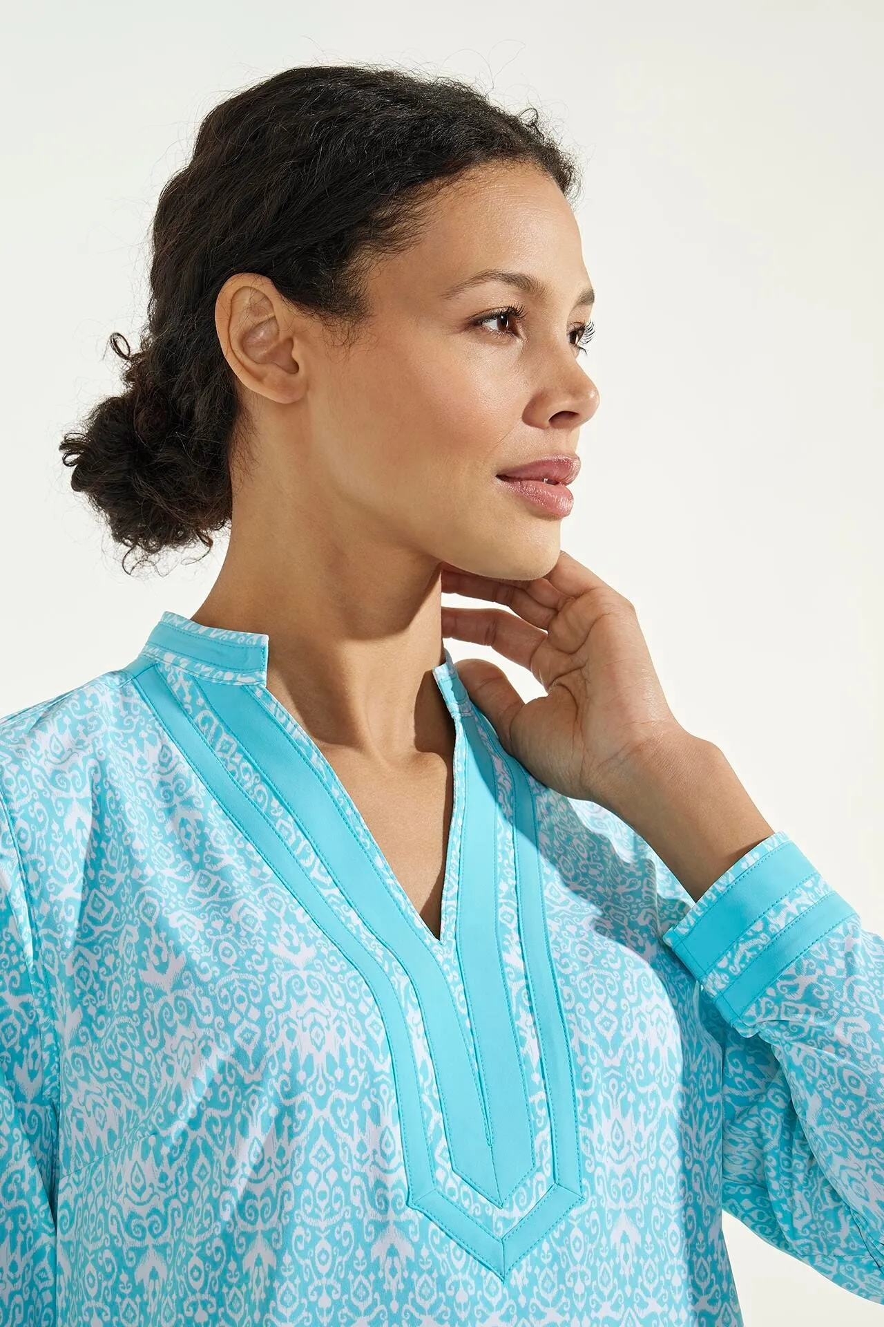 Women's Sampika Tunic Dress  |  Bay Aqua Coastal Ikat