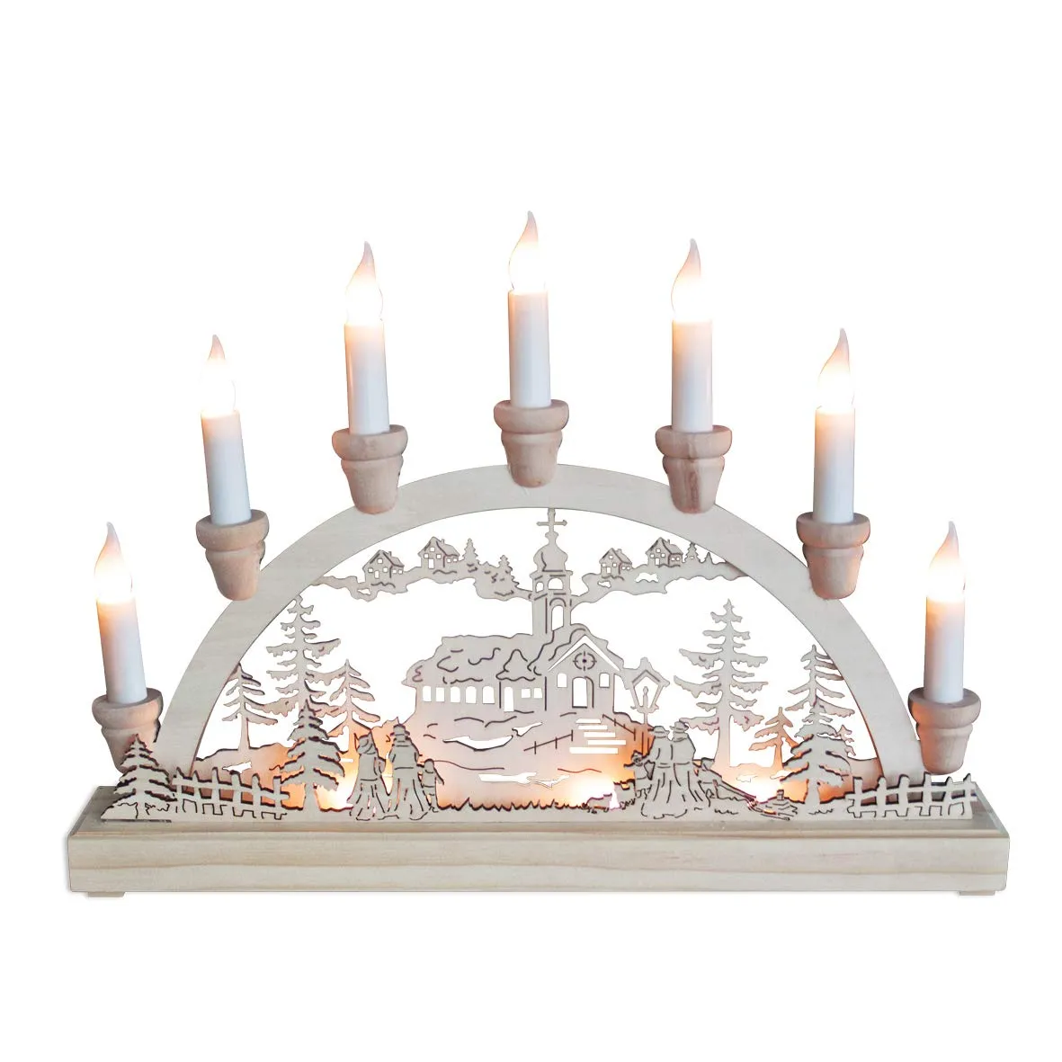 Wooden Illuminated Candle Bridge ~ Warm White ~ 10 LED Lights~ Indoor